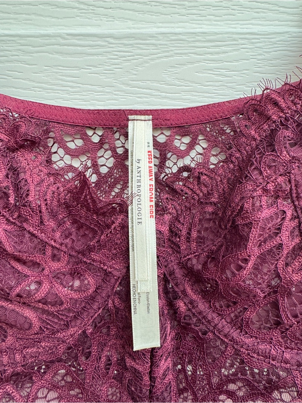 Anthropologie The Giselle Lace Bustier Front Closure Burgundy Lace Bralette L - Picture 3 of 10